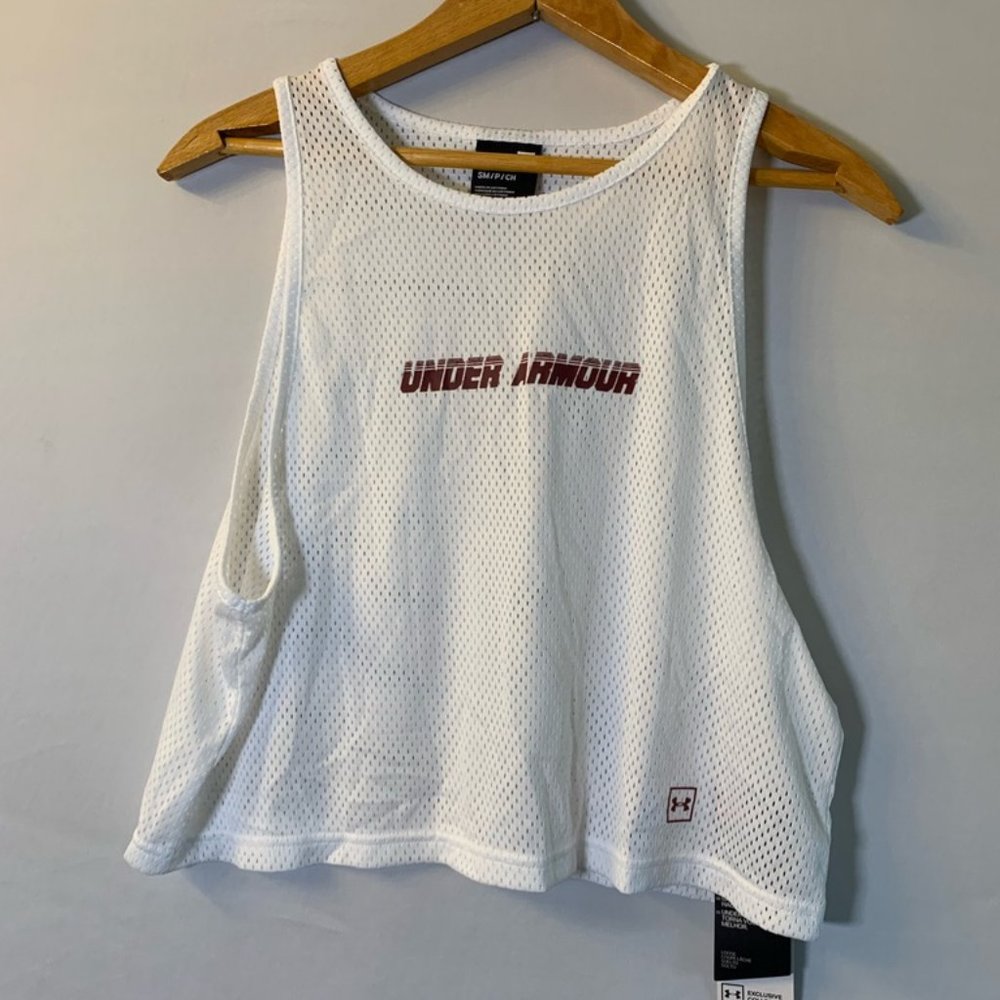 Under Armour White & Maroon Cropped Jersey  S